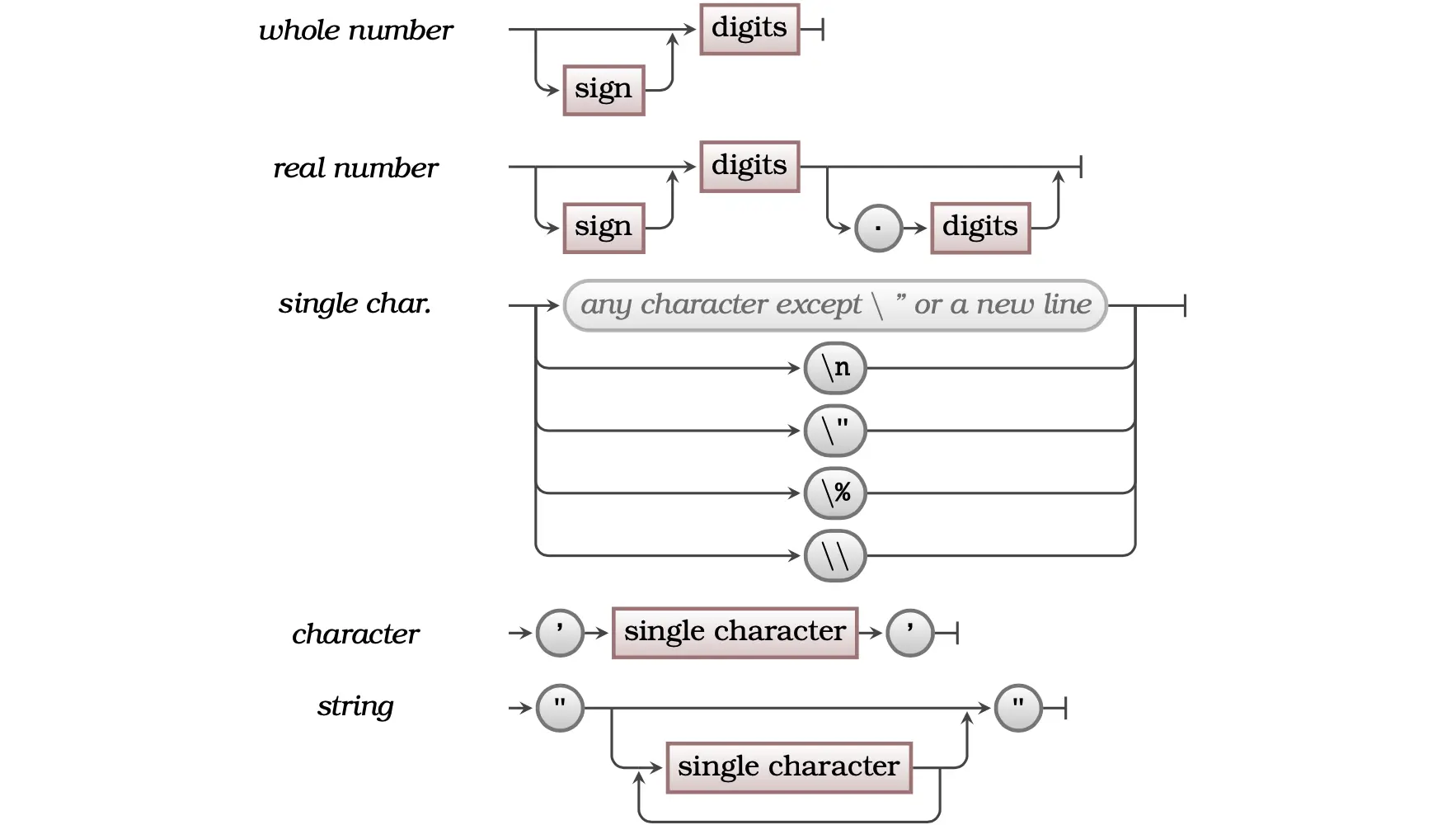 The syntax of a lteral.