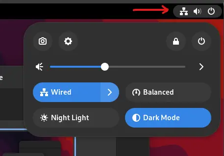 image showing quick setting with dark mode selected