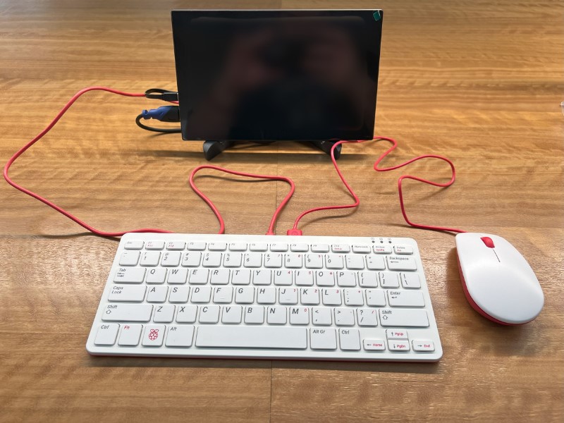 Image showing the keyboard and mouse connected to the Pi