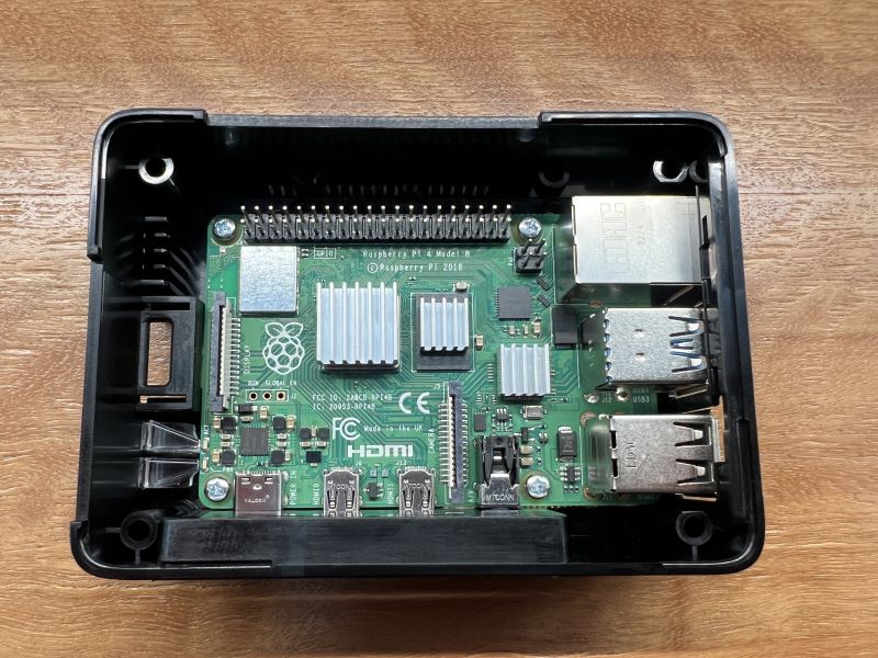 Top Down Image showing the Pi with the screws installed