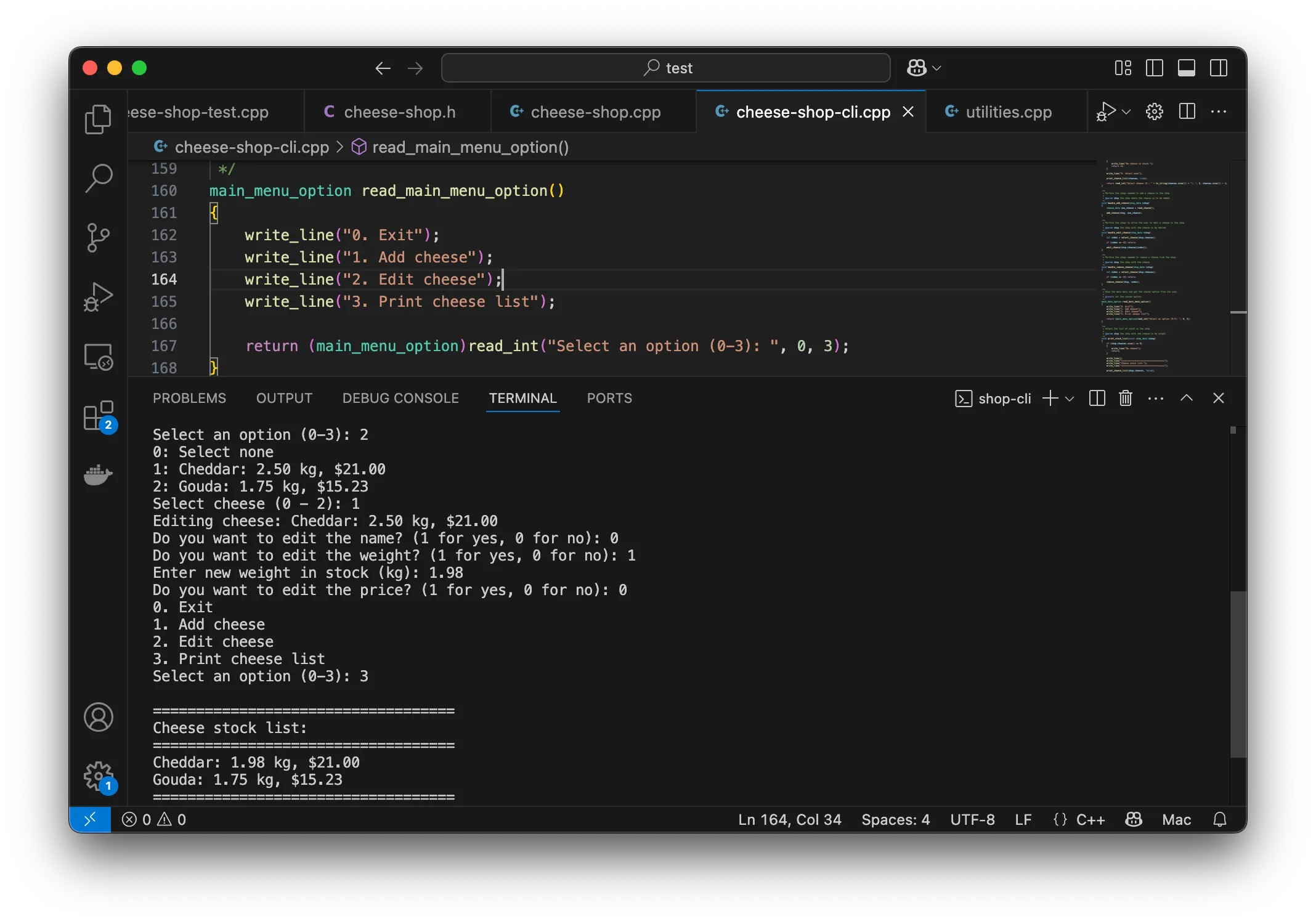 Screenshot of edit in action