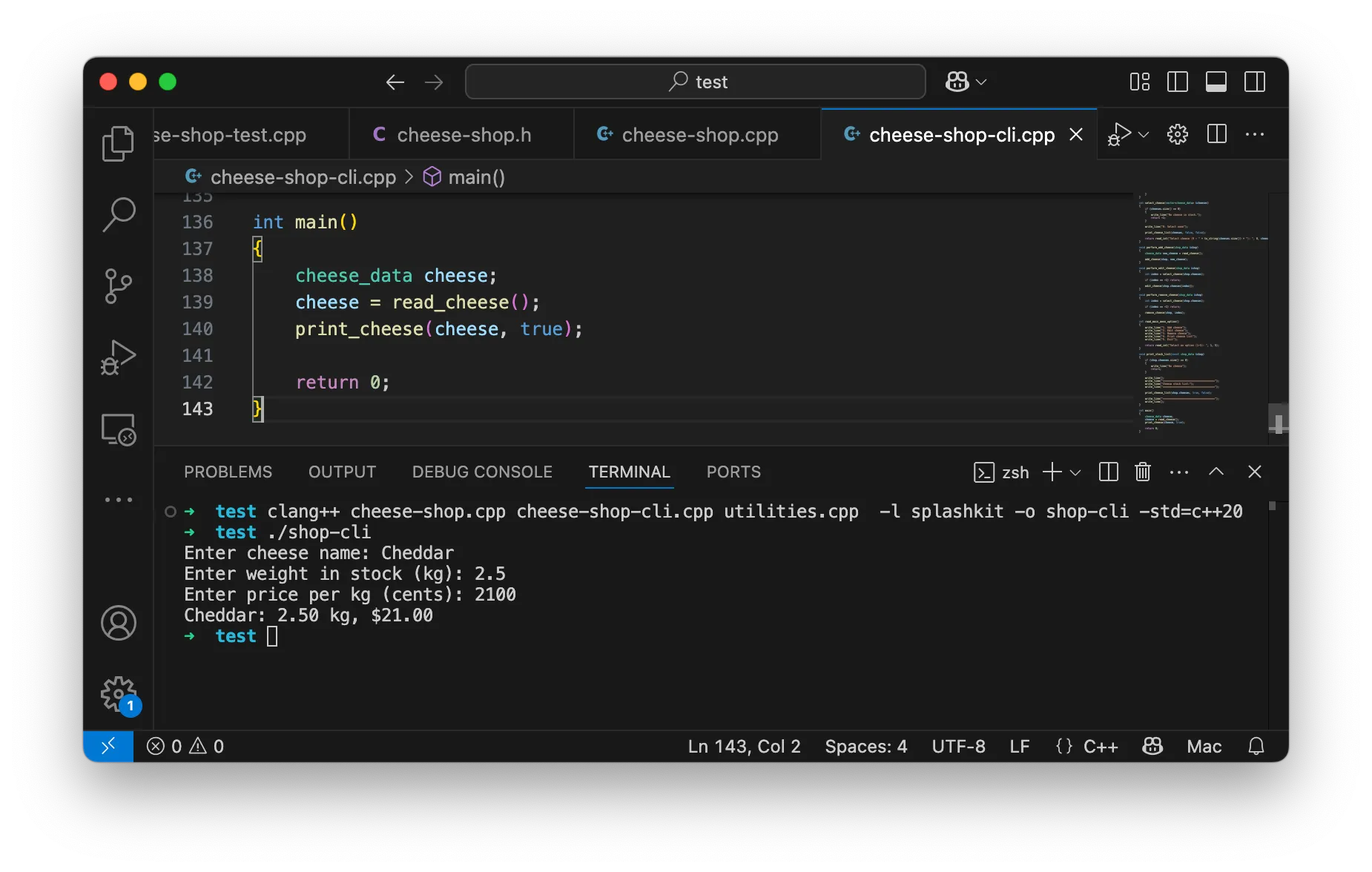 Screenshot showing sample output