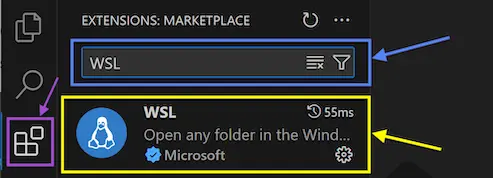 Visual Studio Code window showing recommended extensions for WSL