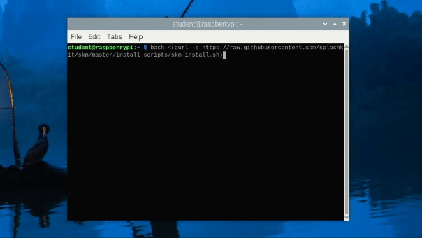 Gif showing skm installing in Terminal